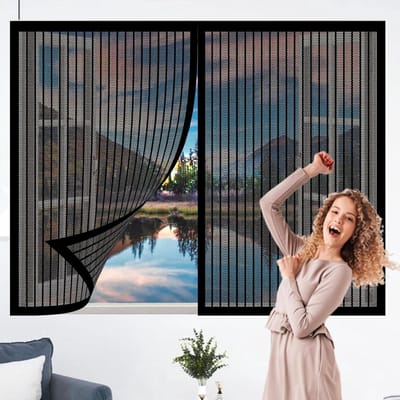 Magnetisch Hor - Vliegengaas Raam - Insecten Buiten Houden - Boorvrije Installatie - 64 x 110 cm - Zwart