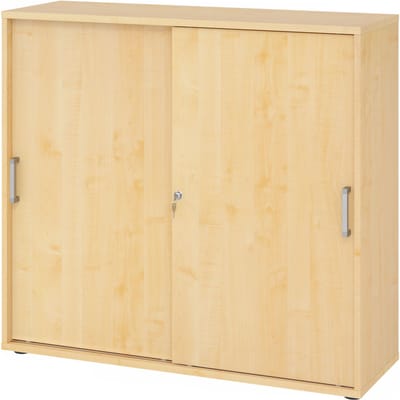 Schuifdeurkast TARVIS, 3 ordnerhoogten, B 1200 x D 400 x H 1100 mm, afsluitbaar & stapelbaar, esdoornpatroon