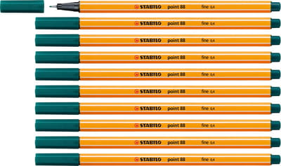 STABILO point 88 - Premium Fineliner - Fine 0,4 mm – Pine Groen – Doos 10 stuks
