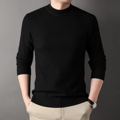 Heren Herfst Nieuwe Ronde Hals Casual Trui Jeugd Modetrends Basis Gebreid Shirt XXXXL black