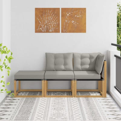 vidaXL - 3 - st - Sectie - Sofa - Eenheden - Massief - acaciahout - en - Textilene-stof
