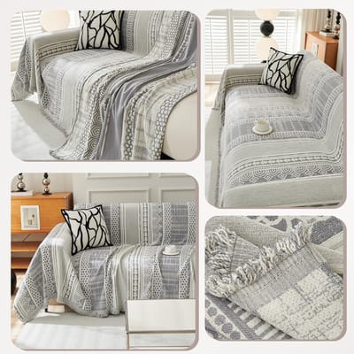 Dailygoods- Bankdeken Omkeerbaar - Chenille - Ademend - Machinewasbaar - Decoratieve Kwastjes - 180 x 230 cm - Deken