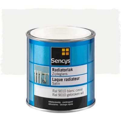 Sencys Radiatorlak Zijdeglans Gebroken Wit Ral 9010 250ml