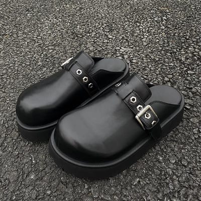 metalen gesp grote hoofdhuid slippers voor heren nieuw 5CM hoogte verhogende leren Boken schoenen voor bovenkleding 44 gray