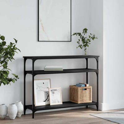 vidaXL - Wandtafel - met - schap - 100x29x75 - cm - bewerkt - hout - zwart