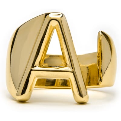 Anneau - LUXENTER - Alphabet - Taille réglable - Lettre A - Plaqué or 18k beige