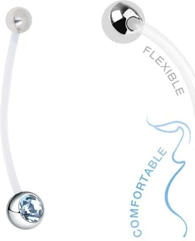 Fako Bijoux® - Zwangerschapspiercing - Kristal - Lichtblauw