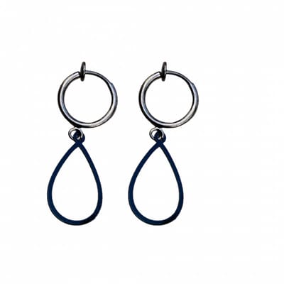 Klem oorbellen -zwart -open- druppel-geen gaatje-Charme bijoux