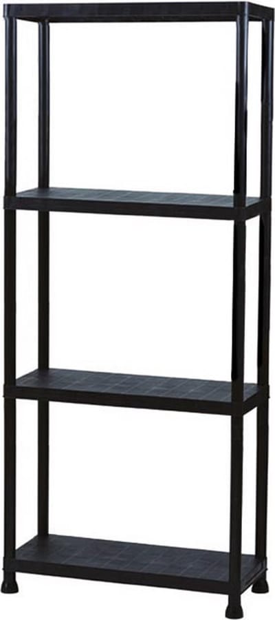Perel Opbergrek met 4 legplanken, montage zonder gereedschap, inclusief muurbevestigingsbeugels, capaciteit per schap 20 kg, 60 x 30 x 138 cm, 3.2 kg, polypropyleen, zwart