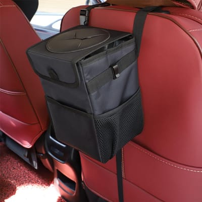Poubelle de voiture étanche, organiseur d'accessoires automobiles, poubelle pour voitures, poches de rangement refermables et portables black