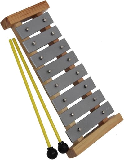 Aluminium Klokkenspel - Percussie Instrument - Muziek Leren Spelen - 8 Verschillende Tonen - 25.5 cm Lengte - Zilverkleurig