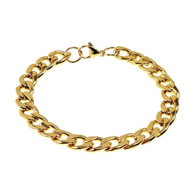 56cm x 9mm Cubaanse Armband Heren - Geel Verguld Stalen - Schakelarmband