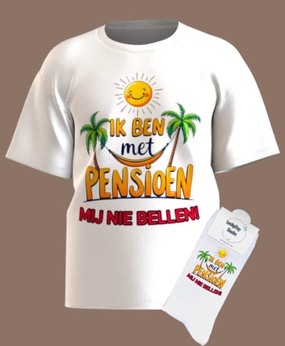 Gift Set - Pensioen - T-shirt - Pensioencadeau - Pensionado - LuckyDaySocks - Uniek cadeau - Afscheidscadeau - Maat S