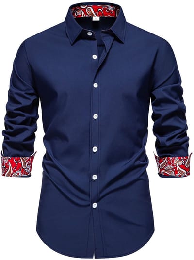 ALLTHEMEN Mannen Bloemetjes Patchwork Overhemd - Slank Passend Lange Mouwen - XL