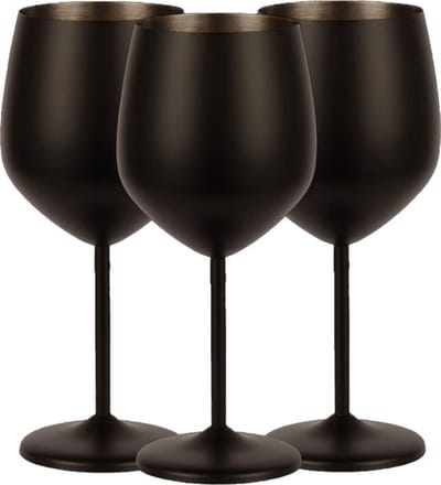 Fjesta© RVS Wijnglazen - 50cl - Zwart - 3 Stuks