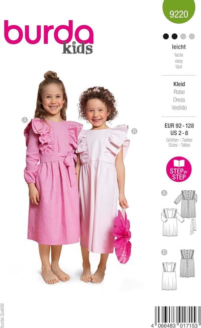 Kinderjurk Patroon - Meisjes Jurk - Zelf Maken - Volantmouwen Design - 92-128 - Wit