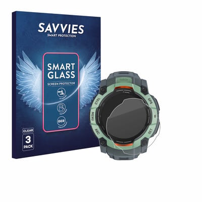3 Stuks Savvies Screenprotector - geschikt voor Garmin Instinct 3 AMOLED (50 mm) - beschermfolie glas transparant