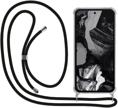 Smartphonica Telefoonhoesje Geschikt voor Google Pixel 8A met Koord en Stootrand - Hoesje met Telefoonkoord - TPU Backcover Case Shockproof met Lanyard - Transparant geschikt voor Google Pixel 8A