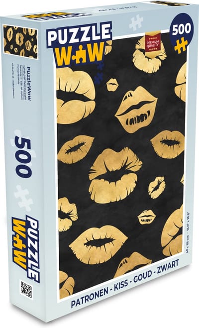 Puzzel Patronen - Kiss - Goud - Zwart - Legpuzzel - Puzzel 500 stukjes