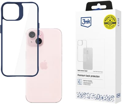 3mk Satin Armor Case+ Blue for Apple iPhone 15 - transparent