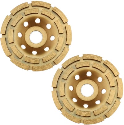 Allecto - Heavy Duty Concrete Grinding Disc - Dubbel-Rij Diamond Cup - 115mm - Goud - Geschikt voor Beton en Graniet - Inclusief Washer - 2 Stuks