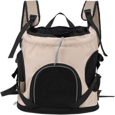 Huisdier Rugzak - Draagbare Draagtas - Veilig Vervoer - Ademend Mesh - 39 x 33 x 11.4 cm - Khaki