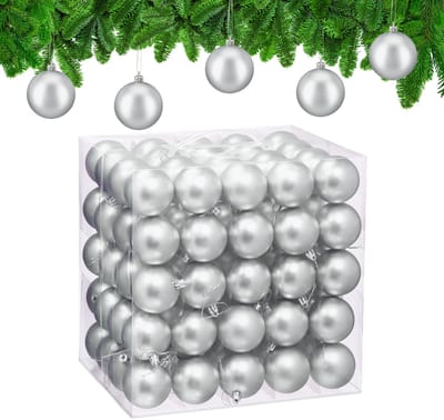 kerstballen set van 100 - Ø 6 cm - mat - kunststof - zilver