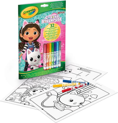 Crayola - Kleurboek - Gabby's Poppenhuis - 32 Kleurplaten En 7 Mini Uitwasbare Viltstiften