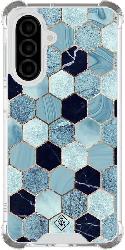Casimoda® hoesje - Geschikt voor Samsung Galaxy A26 - Blue Cubes - Shockproof case - Extra sterk - TPU/polycarbonaat - Blauw, Transparant