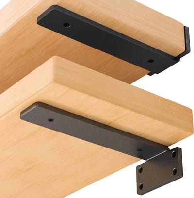 Zwevende Plankhouders 15 cm - 2 Stuks, Rustieke Wandhoeken met Moderne IJzeren Afwerking in Zwart