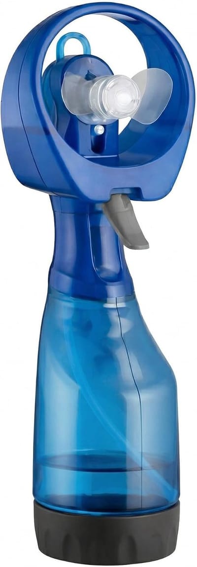 Thijox - Draagbare Sproeifles met Ventilator, Koelende Spray en Ventilatie, Ideaal voor Warme Dagen, Batterij-aangedreven, Lichtgewicht en Handig, Bla