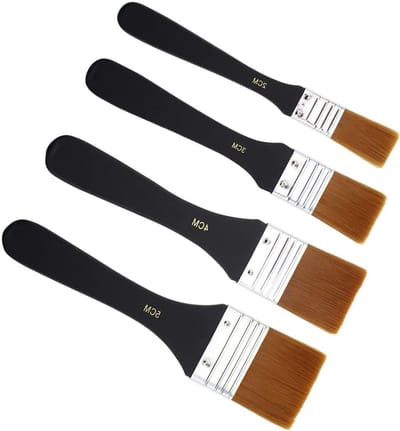 Professionele 4-delige Acrylverf Kwasten Set voor Schilderen met Grote Platte Nylon Kwasten voor Olieverf en Meubelverf