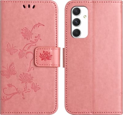 Coverup Hoesje - Geschikt voor Samsung Galaxy A16 Hoesje - Coverup Bloemen & Vlinders Book Case - Roze