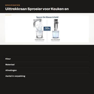Dailygoods- Sproeikop Vervangend Onderdeel - Uittrekkraan - Keukenkraan - Douchekop - Waterkraan - Geschikt voor Keuken/Badkamer