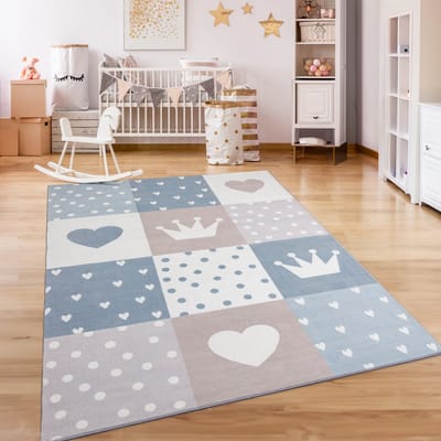 Paco Home Kindertapijt Kinderen Vloerkleed Kinderkamer Antislip Regenboog Hart Stippen 160 cm Rund