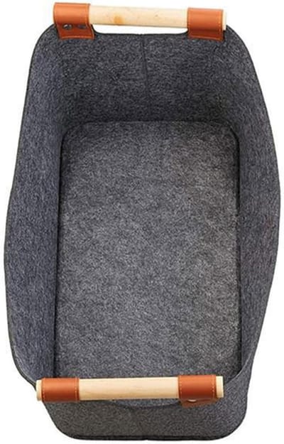 Brandhout Tas - Vilt Mand - Haardhout Opslag - Grote Capaciteit - 55 x 32 x 40 cm - Donkergrijs