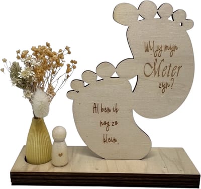 Tekstbord Wil je mijn METER zijn? | voetjes | beige | meter vragen | meter worden | meter worden | cadeau meter | Doosje met een vraag