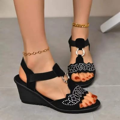 Hoge Hakken Sandalen Wiggen Dames Schoenen Kristal Luxe Jurk Slippers Zomer 2024 Strand Nieuwe Trend Casual Pompen 42