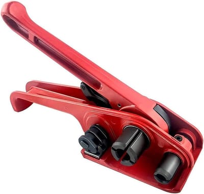 Handmatige omsnoeringsapparaat - Bandspanner set - Pakketten vastzetten - Stalen constructie - 13-19 mm band - Rood