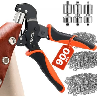 VEVOR Oogjestang 900-delige set, oogjes 8 mm, 10 mm, 12 mm, magnetische oogjespers, stalen oogjespons met magnetische kop, antislip handgreep, geschikt voor leer, zeilen, schoenen, knutselwerk en textiel.