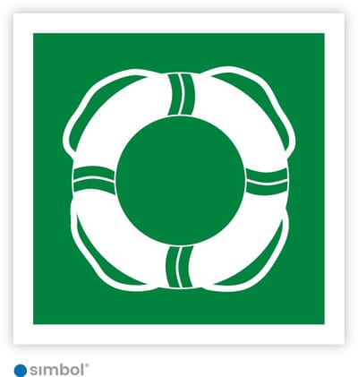 Simbol® - Stickers Reddingsboei (E061) - Formaat 5 x 5 cm.