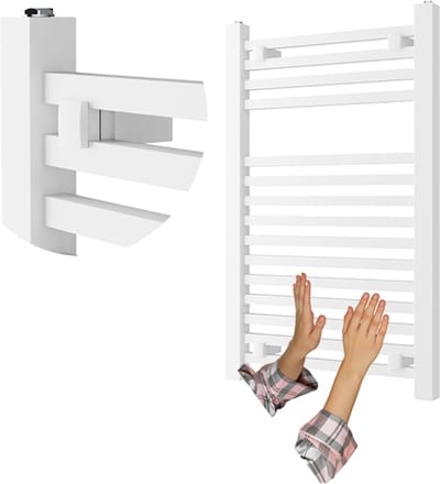Granitan Handdoekradiator Bergen - 60x40cm - Wit - Ladderdesign - Badkamer Verwarming - CV Radiator