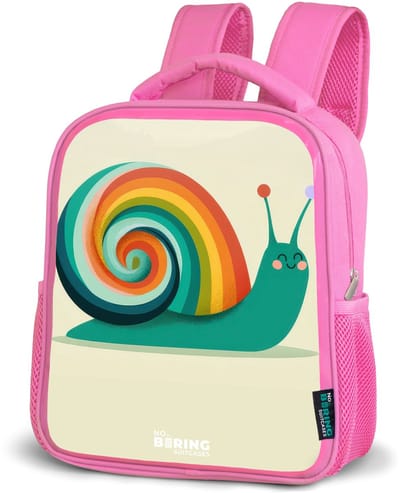NoBoringSuitcases.com® - Rugzak roze - Schooltas meisjes - Slak - Regenboog - Kleurrijk - Kinder rugtas meisje - Boekentas kind - Kinderrugzak voor school - Schoolrugzak