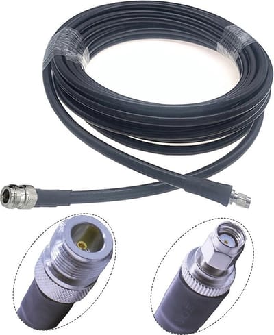 DrPhone HHC2 – LMR 400 Helium Hotspot Antennekabel – 0,5 Meter - N Type (Vrouwelijk) naar RP-SMA (Mannelijk) - Zwart