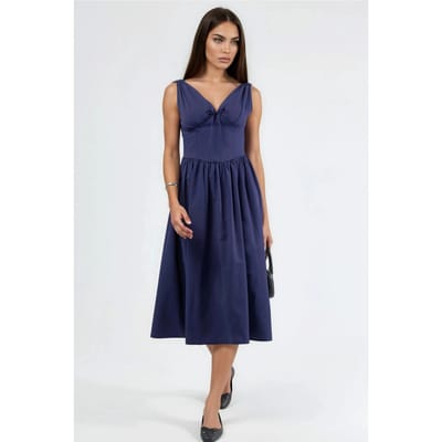 V-hals Midi-jurk met Strikdetail