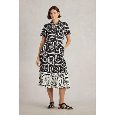 White Stuff Rua Jersey Shirt Dress Black Print Taglia: 10 PETITE | Abiti Midi Outlet | Donna | Nero