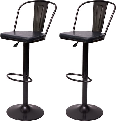 Set van 2 barkrukken MCW-H10a, barkruk barstoel, in hoogte verstelbaar draaibaar industrieel kunstleder metaal ~ vintage grijs
