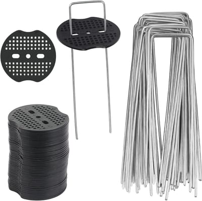 Tuingrondankers Set - Grondpennen Haringen - Onkruidvlies Bevestigen - Gegalvaniseerd IJzer - 150x2.1mm - Zwart
