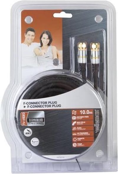 HQ - F-Connector Kabel - zwart - 10 meter