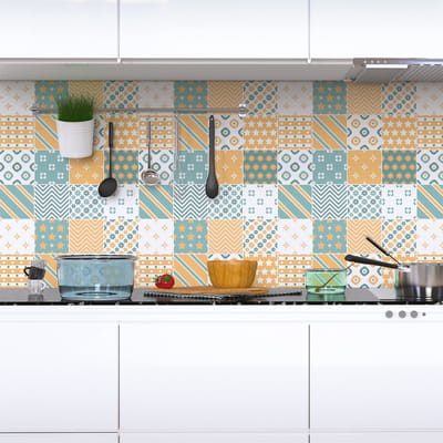 Zelfklevende muurtegelstickers voor keuken en badkamer - 16 Scandinavische cementtegelstickers - 16 stickers, 15x15cm